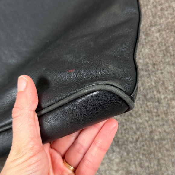 Ralph Lauren Black Leather Tote Shoulder Hand Bag Silver Hardware Vintage 90s - Picture 5 of 12